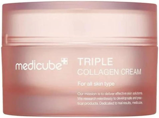 Medicube Triple Collagen Cream - Hydrating & Firming Moisturizer with Hyaluronic Acid, Premium Elastin, Shea Butter - Wrinkle Care & Boosts Elasticity - Korean Skincare, 1.69 oz