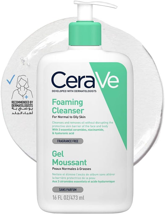 Cerave Foaming Cleanser for Normal to Oily Skin with Hyaluronic Acid