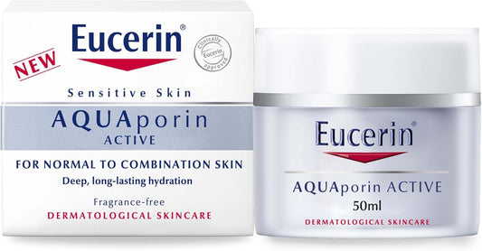 Eucerin Aquaporin Active Light Face Day Cream with Gluco-Glycerol, Intense 24-Hour Hydration for Supple & Soft Skin, Ideal Make-Up Base, Non-Comedogenic, for Normal to Combination Skin, 50ml
