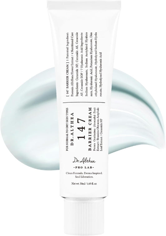 Dr.Althea 147 Barrier Cream | Daily Skin Barrier Repair Care | Deep Hydrating with Hyaluronic Acid & Ceramides | Korean Vegan Skincare for All Skin Types | 1.7 Fl Oz