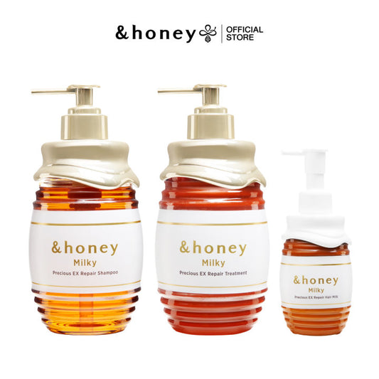 &Honey Preciouse Ex Repair Shampoo, Treatment & Hair Oil Set 440ML Each + 100ML