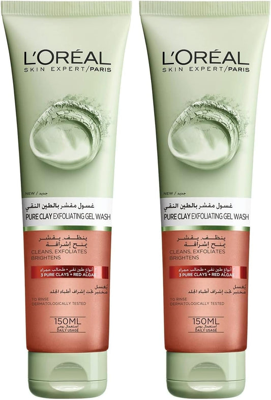 L’Oréal Paris Pure Clay Red Face Wash With Red Algae, Exfoliates & Brightens, 150 ml