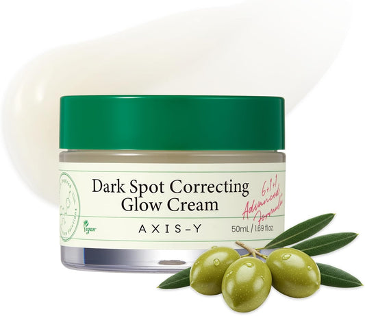 AXIS-Y Dark Spot Correcting Glow Cream 50ml - Brightening & Hydrating Moisturizer Face Cream with 2% Alpha-Arbutin, 5% Niacinamide & Ceramide - Vegan Korean Skin Care for All Skin Types - 1.69 fl. oz.