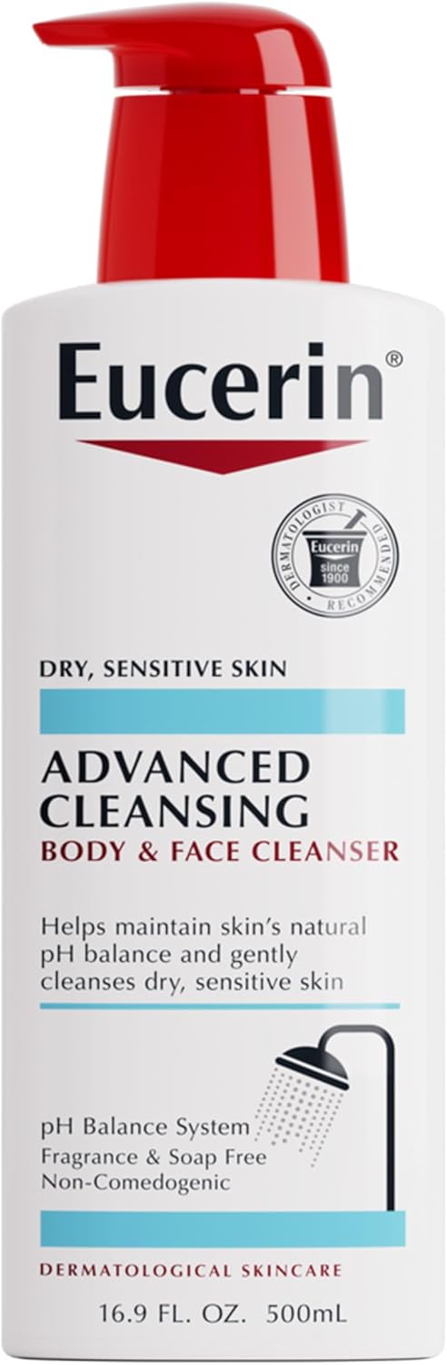 Eucerin Advanced Cleansing Body & Face Cleanser - Fragrance & Soap Free for Dry, Sensitive Skin - 16.9 fl. oz Bottle