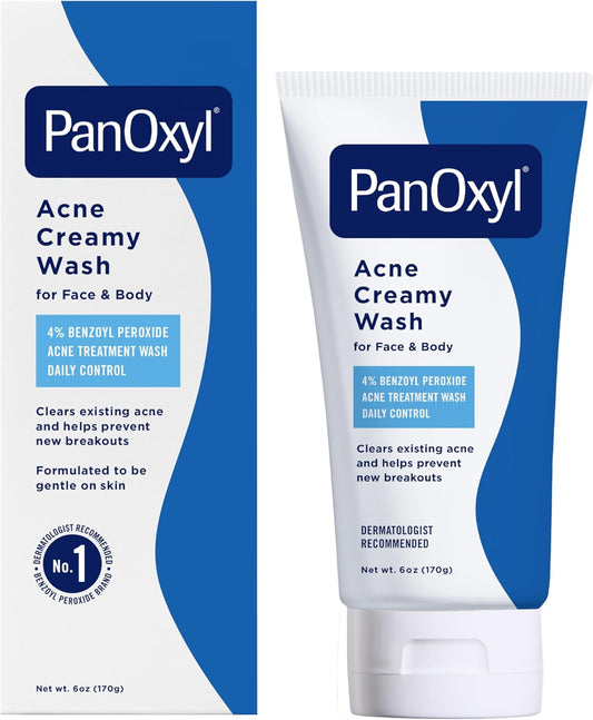 PanOxyl Antimicrobial Acne Creamy Wash, 4% Benzoyl Peroxide, 6 Ounce