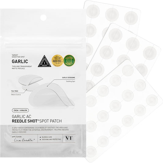 VT COSMETICS Garlic AC Reedle Shot Spot Patch (48 Patches), Allicin, Exosomes, Waterproof, Hydrocolloid, Korean Skincare