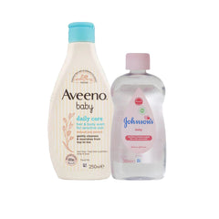 Aveeno Baby Daily Care Hair & Body Wash with Natural Oat Extract + Johnson's Baby Oil 300ml