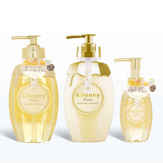 &Honey Pixie Moist Silky Repair Shampoo, Treatment & Hair Oil Set 440ML Each + 100ML