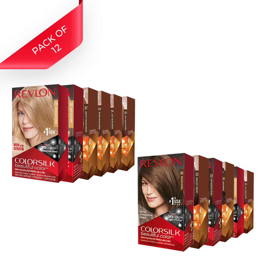 Revlon Colorsilk Beautiful Permanent Hair Color (Pack of 12)