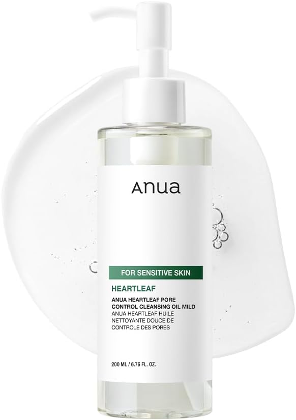 ANUA Heartleaf Pore Cleansing Oil MILD, Sensitive Skin Face Wash, Oil Cleanser for Face, Makeup Blackhead Remover, Korean Skin Care, Non-Comedogenic, Fragrance Free 6.76 fl oz(200ml)