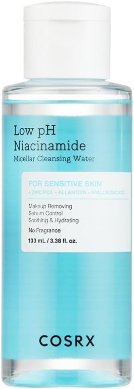 COSRX Low pH Niacinamide Micellar Cleansing Water Daily Mild Facial Cleansing Wash for Sensitive Skin, Sebum control, Korean Skin Care (3.38fl.oz/100ml)
