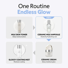 TIRTIR Ceramic Milk Ampoule (1.35 Fl Oz), 40ml (3 in 1 Skin care Triple Cream Formula)