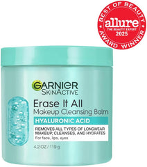 Garnier Erase It All Makeup Cleansing Balm with Hyaluronic Acid, Replumping Facial Cleanser and Makeup Remover, 4.2 Oz