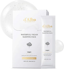 d’Alba Waterfull Vegan Sleeping Pack Night Recovery Gel Mask, Hydrating, Calming & Revitalizing for Glowing Morning Skin, Moisture-Boost Complex for Plump, Radiant Skin (4ml*12ea)