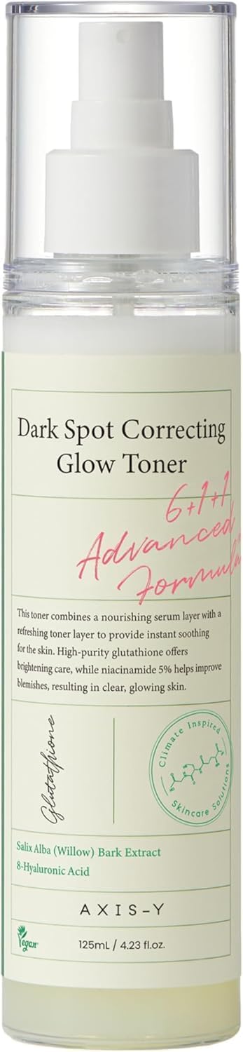 AXIS-Y Dark Spot Correcting Glow Toner - Brightening & Hydrating with 5% Niacinamide, Glutathione & Hyaluronic Acid - Vegan Korean Skin Care Exfoliator Face Toner for All Skin Types - 4.23 fl. oz.
