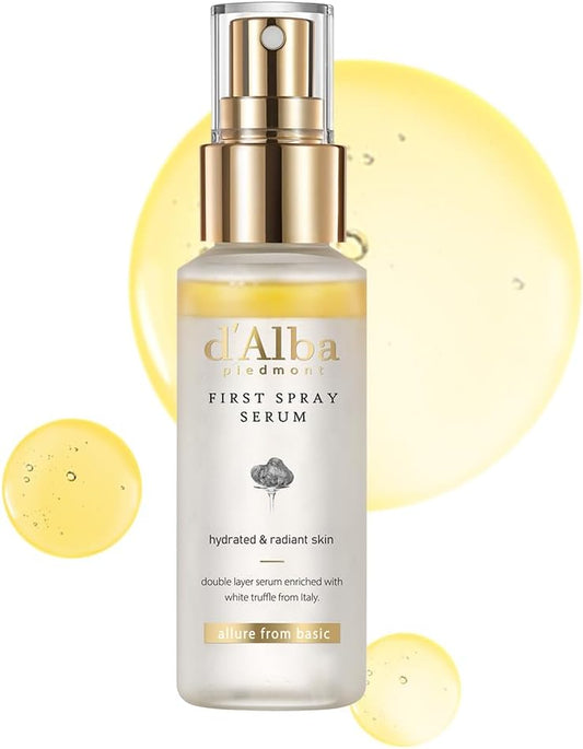 d'Alba Italian White Truffle First Spray Serum, Hydrating Face Moisturizer, Glow Serum for Radiant Skin, Non Comedogenic, All In One Mist, Vegan & Desert-Adapted 100ml