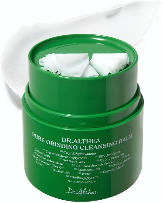 Dr.Althea Pure Grinding Cleansing Balm | Hygenic One-Step Makeup Remover with Madecassoside | Non-Greasy Sorbet Texture | Gentle, Soothing for All Skin Types | Korean Vegan Skincare | 1.69 Fl Oz
