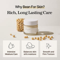 mixsoon Bean Cream - Deep Moisturizing, Hydrating and Smoothing for Face, Fermented Soybean Extract, Lightweight Non-Sticky Finish 50ml Korean Glass Skin Care