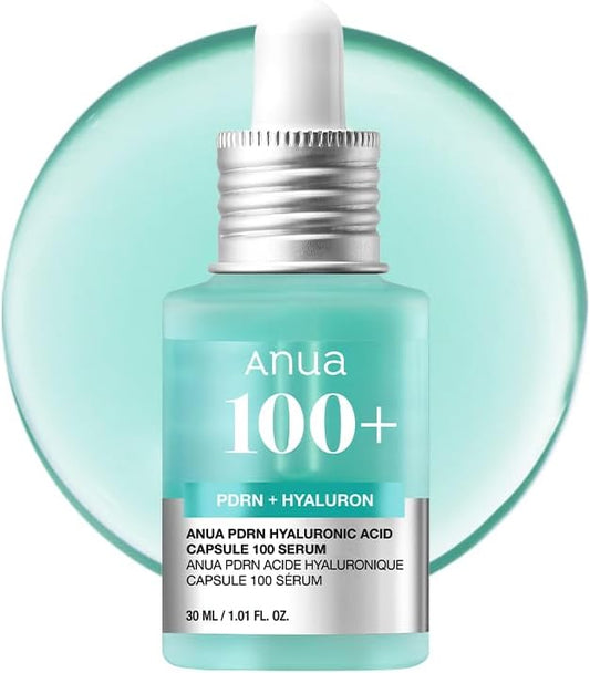 Anua PDRN Hyaluronic Acid Capsule 100 Serum, Radiant Face Serum, Hyaluronic Acid, Hydration, Moisture Plumping effect, Natural color, Fragrance free, Korean Skincare, 30ml / 1.01 fl. oz