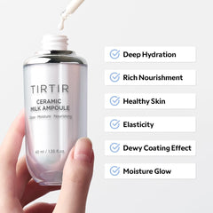 TIRTIR Ceramic Milk Ampoule (1.35 Fl Oz), 40ml (3 in 1 Skin care Triple Cream Formula)