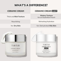TIRTIR Natural Ceramide Cream | Deep moisturizer for Glass Skin, Polyglutamic acid, Centella Asiatica Extract, Skin barrier, Lightweight, Mild, Nature derived ingredients, Dry skin, Korean skincare