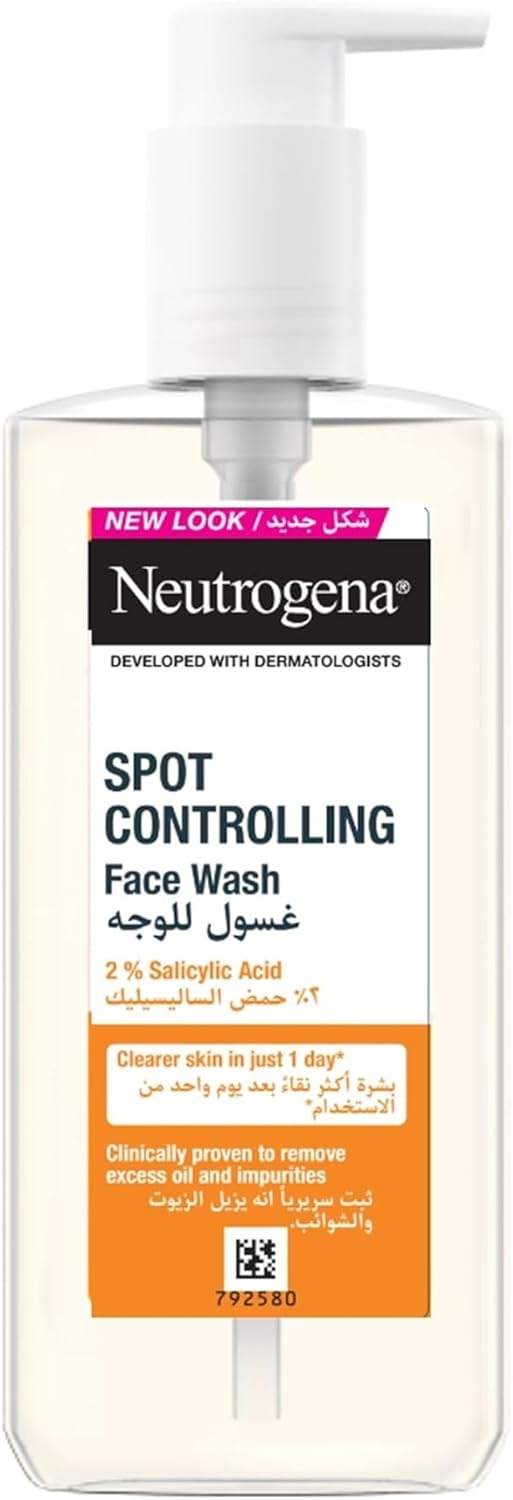 Neutrogena Spot Controlling Oil-Free Facial Wash (1x 200ml), Deep Cleansing Wash for Spot-Prone Skin, Helps Prevent Blemishes and Controls Shine, Non-Comedogenic and Dermatologically Tested