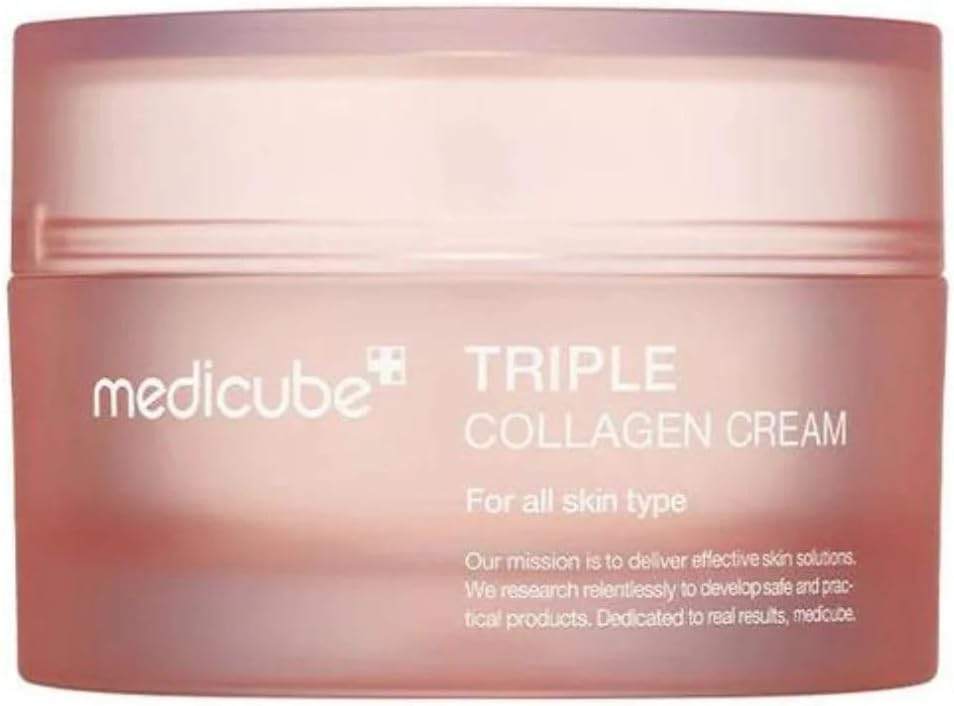 Medicube Triple Collagen Cream - Hydrating & Firming Moisturizer with Hyaluronic Acid, Premium Elastin, Shea Butter - Wrinkle Care & Boosts Elasticity - Korean Skincare, 1.69 oz