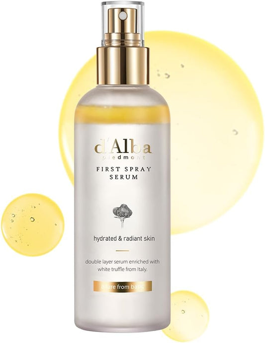 d'Alba Italian White Truffle First Spray Serum, Hydrating Face Moisturizer, Glow Serum for Radiant Skin, Non Comedogenic, All In One Mist, Vegan & Desert-Adapted 100ml
