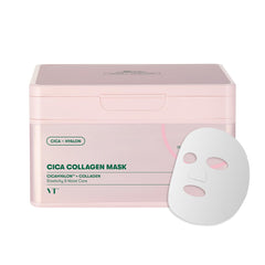 VT COSMETICS CICA Daily Soothing Mask 30 Sheets, Centella Asiatica & Hyaluronic Acid for Moisturizing & Hydrating, Instant Calm & Glow, Skin Softening Facial Mask, Korean Face Mask