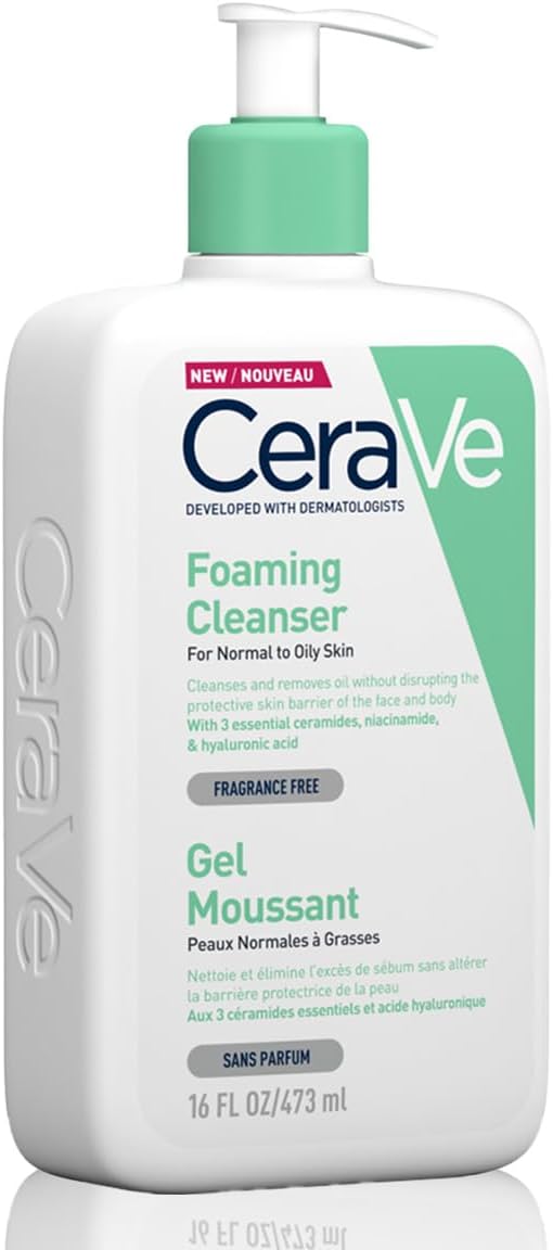 Cerave Foaming Cleanser for Normal to Oily Skin with Hyaluronic Acid