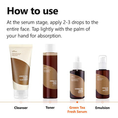ISNTREE Green Tea Fresh Serum 50ml, 1.69 fl oz | Jeju Green Tea Extract | Controls Excessive Sebum | Balances Oil & Moisture | Relieves & Hydrates Skin | Korean Skincare