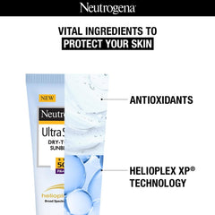 Neutrogena Ultra Sheer Sunscreen SPF 50+ | Broad Spectrum UVA/UVB PA++++ | No White Cast | Water resistant, Ultra light & Non sticky | For Oily, Dry & Sensitive Skin | For Men & Women | 60g ( 30 gm
