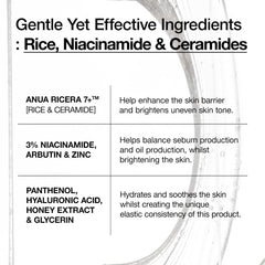 ANUA Rice Ceramide 7 Hydrating Barrier Serum, Moisturizing Serum for Face, Rice, Hyaluronic Acid, Niacinamide, Fragrance Free, Non-comodogenic, Glass Skin, Korean Skin Care, 50ml/1.69fl.oz.