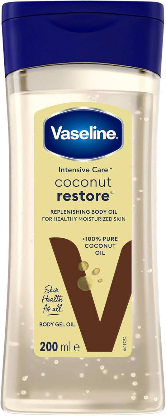 Vaseline Intensive Care Cocoa Radiant Vitalizing Body Oil With 100% Pure Cocoa Butter & Replenishing Oils For Long-Lasting Radiant Glow| Non-Greasy Body Gel Oil for Healthy & Glowing Skin| 200 ml
