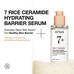 ANUA Rice Ceramide 7 Hydrating Barrier Serum, Moisturizing Serum for Face, Rice, Hyaluronic Acid, Niacinamide, Fragrance Free, Non-comodogenic, Glass Skin, Korean Skin Care, 50ml/1.69fl.oz.