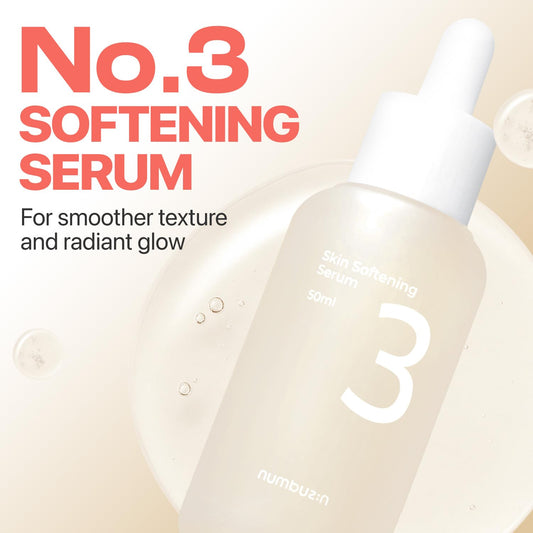 numbuzin No.3 Skin Softening Serum, Fermented Serum for Skin Texture & Pores, Bifida & Galactomyces, Niacinamide, Adenosine, Panthenol, Fragrance-Free, 1.69 fl oz (50ml)