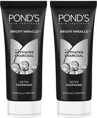 Pond's Pure Bright Face Cleanser with Foam for Hydrated Skin; Activated Charcoal and Green Tea gives Radiant Skin, 100g