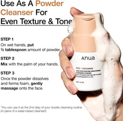 ANUA Rice Enzyme Brightening Cleansing Powder, Rice Mask, Ceramide, Gentle Face Wash for Brightening, Radiant Skin, Facial Cleanser for Dry Skin, Korean Skincare, Fragrance Free, 40g/1.41fl.oz.