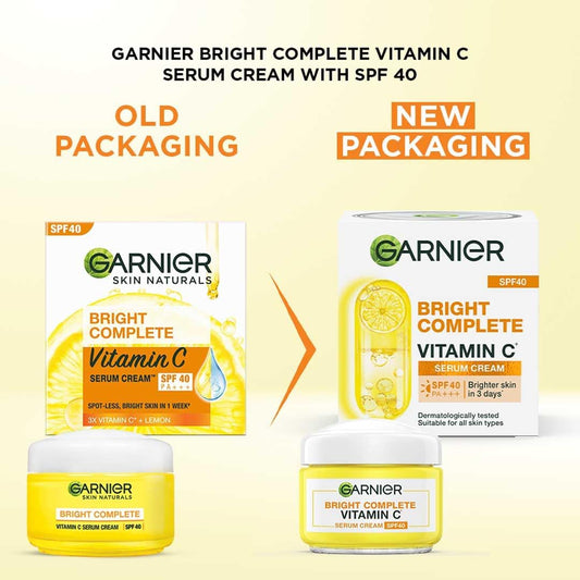 Garnier Bright Complete VITAMIN C SPF40/PA+++ Serum Cream, 45 grams