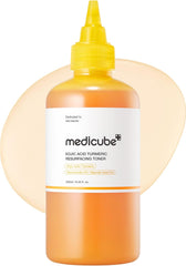 medicube Kojic Acid Turmeric Smoothing Toner for Face & Body | Lightweight Toner for Balancing Uneven Skin Tone & Texture | Niacinamide, Glycolic Acid for Clear Glass Skin | 8.45 fl.oz