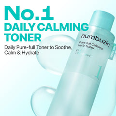 numbuzin No.1 Toner | Pure-Full Calming Herb Toner | Breakouts, Redness, Excess Oil Control, Blackhead Removal | Centella Asiatica, Heartleaf, Licorice Root | Acne-Prone, Sensitive Skin | 300ml