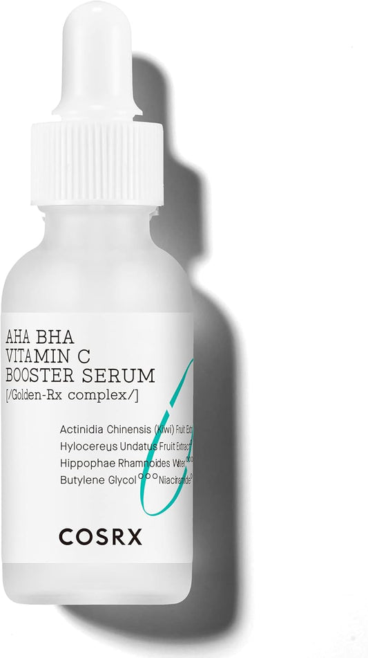 COSRX AHA BHA Vitamin C Booster Serum 1.01 fl. oz 30 ml, Face Serum, Brighten, Anti Aging, Plumping Skin, Natural, Fruit