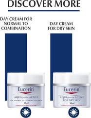 Eucerin Aquaporin Active Light Face Day Cream with Gluco-Glycerol, Intense 24-Hour Hydration for Supple & Soft Skin, Ideal Make-Up Base, Non-Comedogenic, for Normal to Combination Skin, 50ml