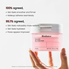 Biodance Collagen Gel Toner Pads, Pore Minimizer for Face, Improving Elasticity, Plumping Toner Pads for Sensitive Skin, Korean Skin Care, Valentines Day Gifts for Herㅣ4.93 fl.oz.(140g)*60Pads