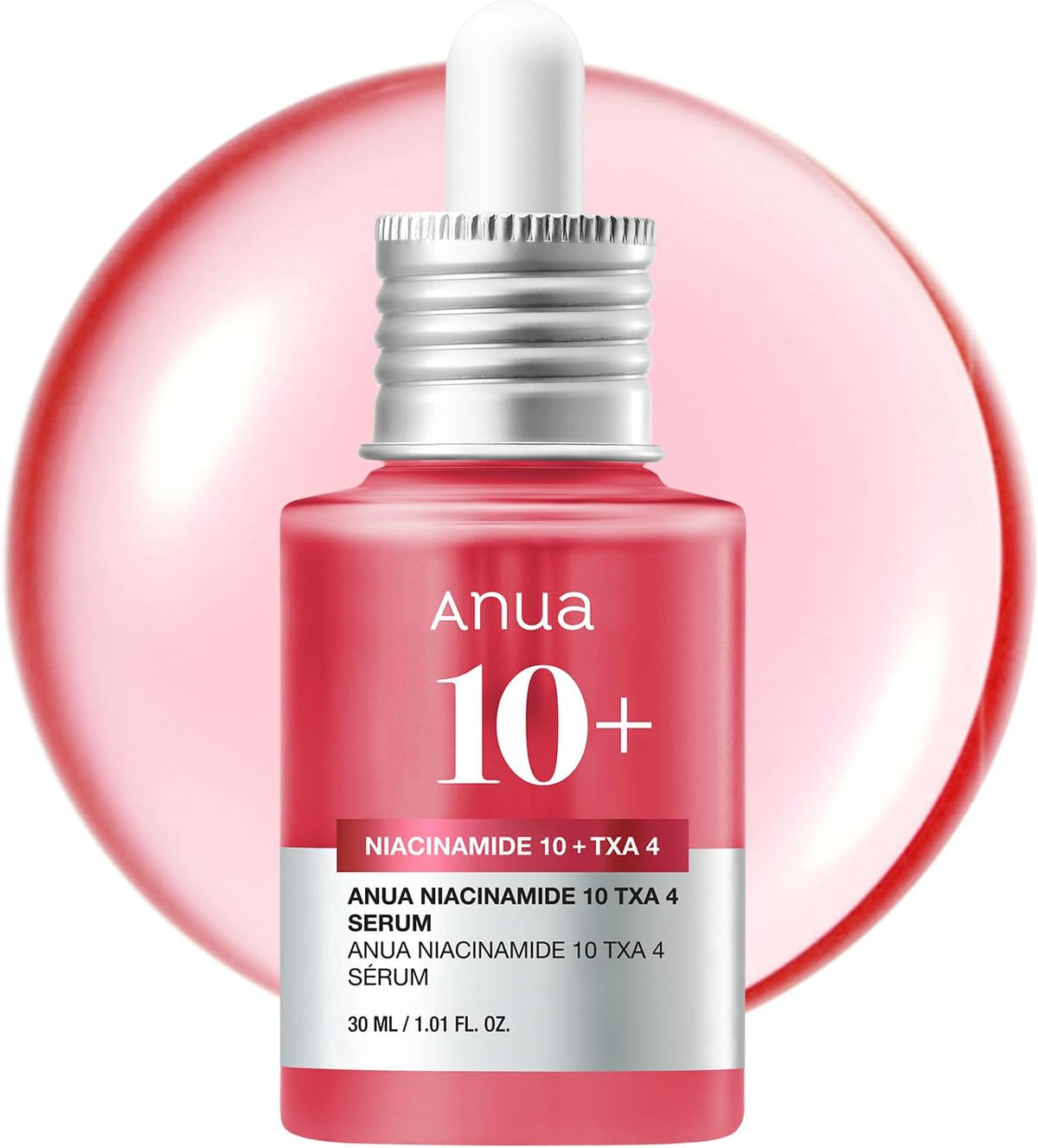 ANUA 10% Niacinamide+ 4% TXA Serum, Ceramide, Hyaluronic Acid, Tranexamic Acid, Vitamin B12 Natural color, Korean Glass Skin, Fragrance-Free, Dark Spot Serum, Korean Skincare, 30ml /1.01 fl.oz.