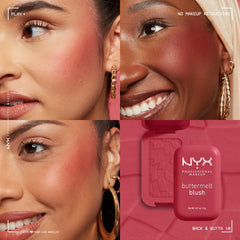NYX Professional Makeup Buttermelt Blush, Powder Blush, up to 12 H Wear, Fade & Transfer Resistant, Feeling Butta.