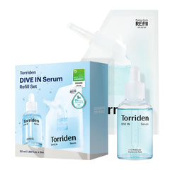 Torriden DIVE IN Hyaluronic Acid Soothing Cream 100ml (Tube) (3.38 fl. oz) + DIVE IN Serum 50ml (1.69 fl. oz) + refill pouch 50ml (1.69 fl. oz)