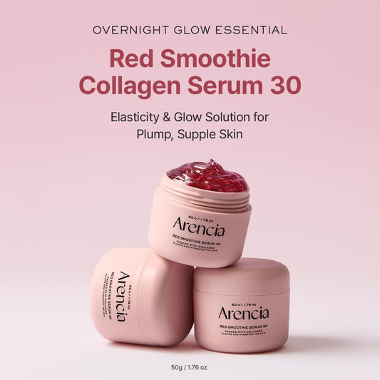 Arencia Overnight Red Smoothie Face Mask Serum, Glowing & Soothing with 30% red collagen, Niacinamide, Peptide, Vitamin E