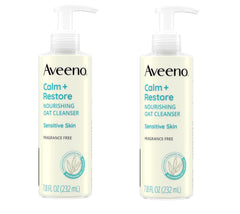 Aveeno Calm + Restore Nourishing Oat Cleanser, Daily Hydrating Facial Cleanser & Face Wash for Sensitive Skin, Non-Foaming, Hypoallergenic, Non-Comedogenic, Fragrance-Free, with Feverfew, 7.8 fl oz