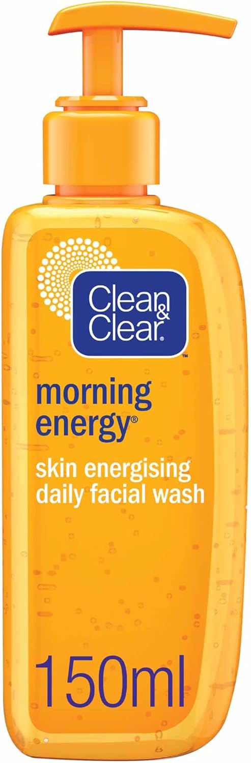 Clean & Clear Morning Energy Daily Face Wash, Skin Energising Formula with Citrus Tangerine Extract and Exfoliating Beads, 150 ml, perfect for starting your day with a revitalized complexion